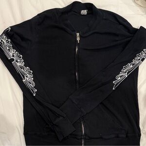 Chrome Hearts Black Sweatshirt with Silver Dagger Zipper - vintage early 2000s.
